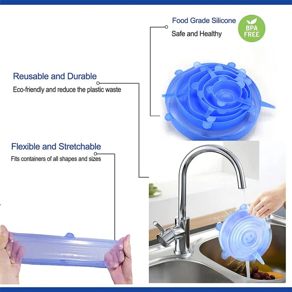 6-Piece Silicone Stretch Lids Set