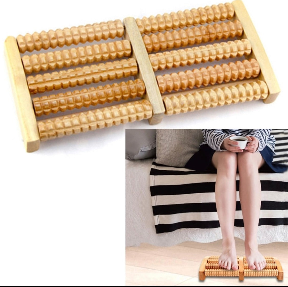 Traditional Wooden And Plastic Sticks Roller Foot Massager