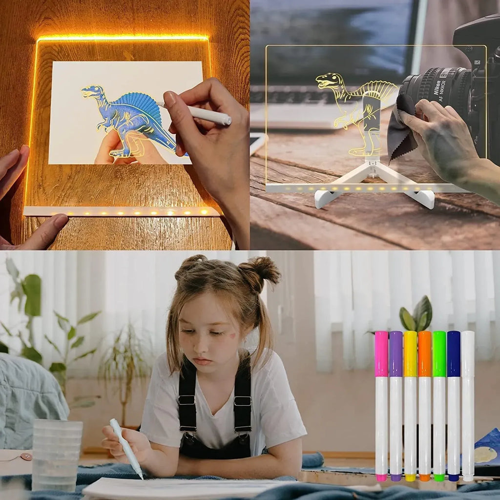 LED Light-up Acrylic Dry Erase Board with Markers