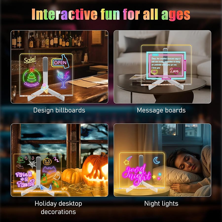 LED Light-up Acrylic Dry Erase Board with Markers
